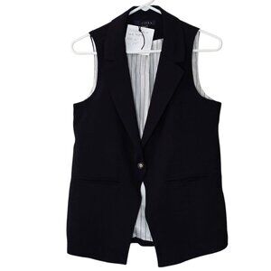 Tulléa Black One Button Collared Vest with Pockets Size Medium